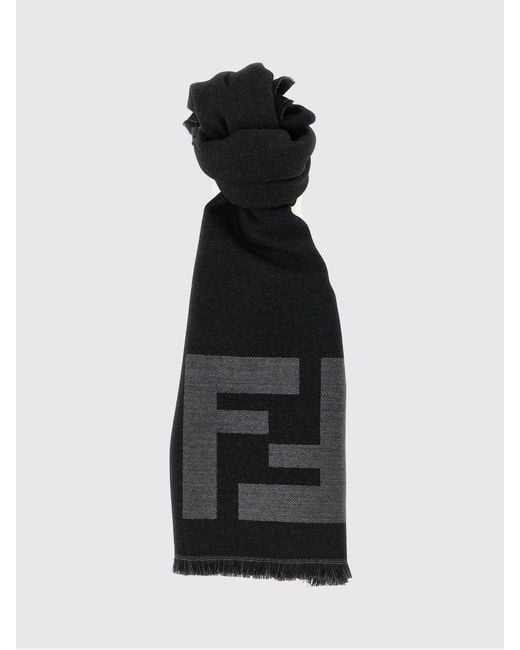 Sciarpa Di Lana Vergine Ff di Fendi in Black da Uomo