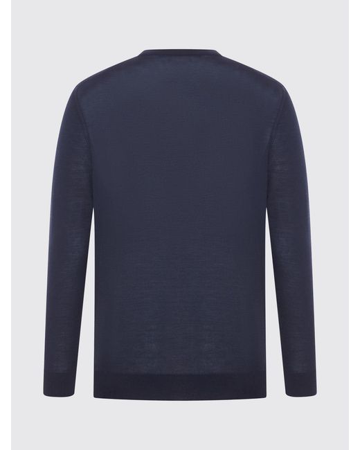 Kiton Blue Crew-Neck Wool Sweater for men