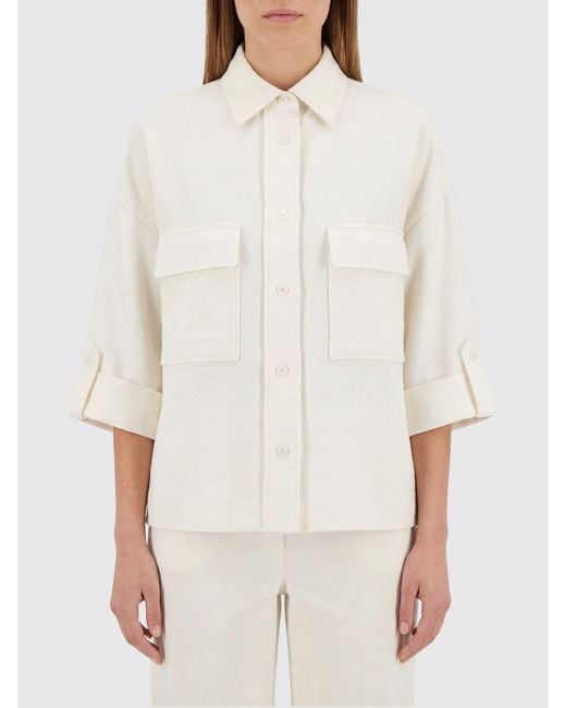 Camisa De Mezcla De Lino Eleventy de color White