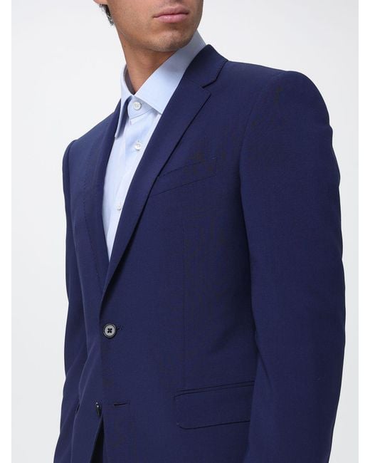 Emporio Armani Blue Single-Breasted Virgin Wool Suit for men