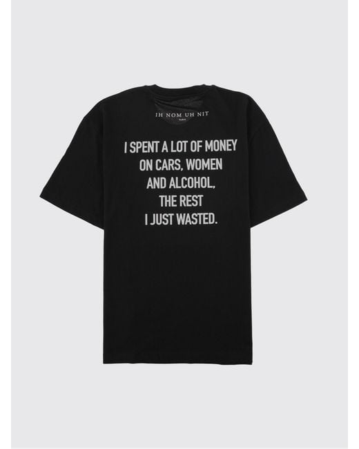 Ih Nom Uh Nit Black Graphic Print Cotton Crew Neck T-Shirt With Slogan for men