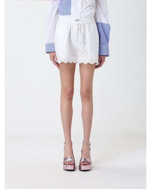 MSGM White Sangallo Shorts