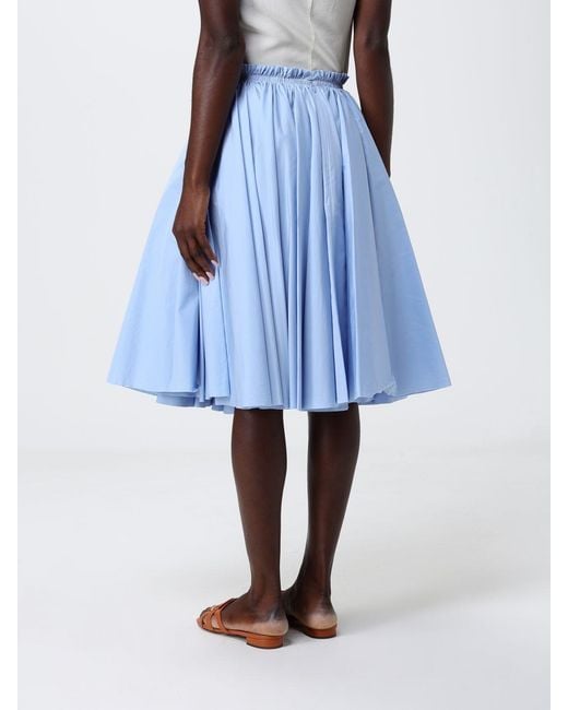 AMI Blue Pleated Cotton Skirt