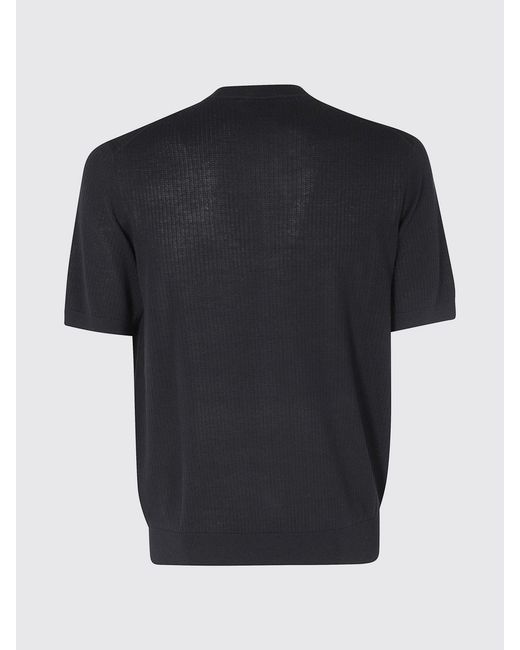 Kangra Black Cotton Crew Neck Pullover for men