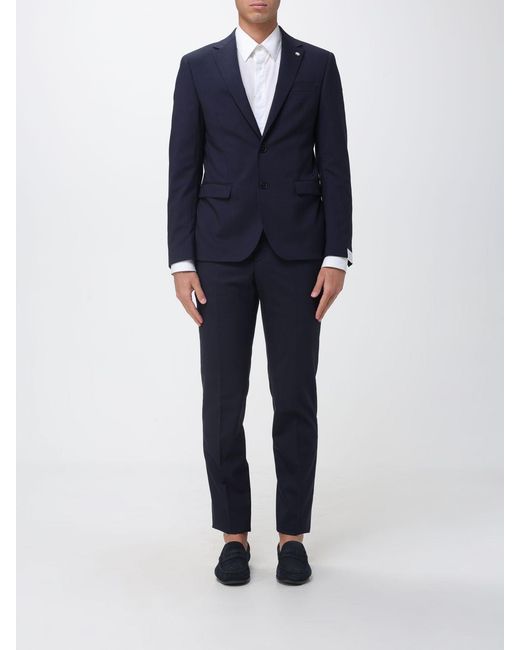 Manuel Ritz Blue Single-Breasted Stretch Wool Suit for men