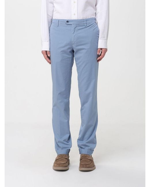 Mason's Blue Cotton Stretch Chino Trousers for men
