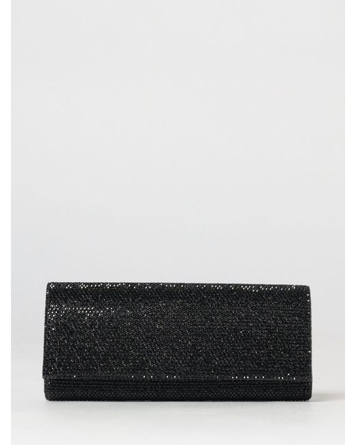 Twentyfourhaitch Gray French75 Glitter Fabric Clutch With Crystals