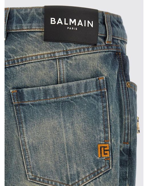 Balmain Blue Cotton Denim Skinny Fit Jeans for men