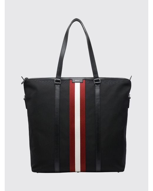 Bally Black Shoulder Tote Bag With Striped Band for men