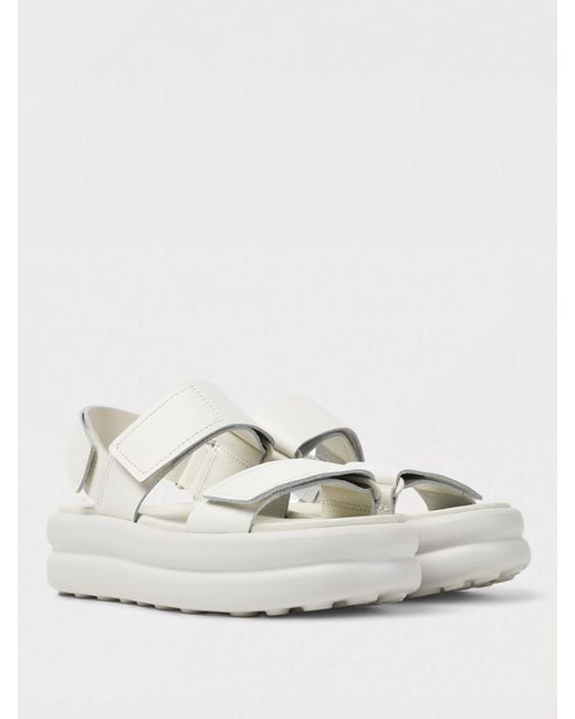 Camper White Flat Sandals