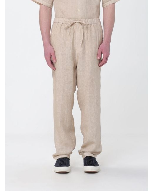 120% Lino Natural Linen Drawstring Trousers for men