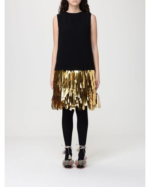 Moschino Couture Metallic Fringed Stretch Crêpe Dress