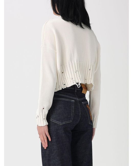 Marni White Distressed Cotton Cardigan