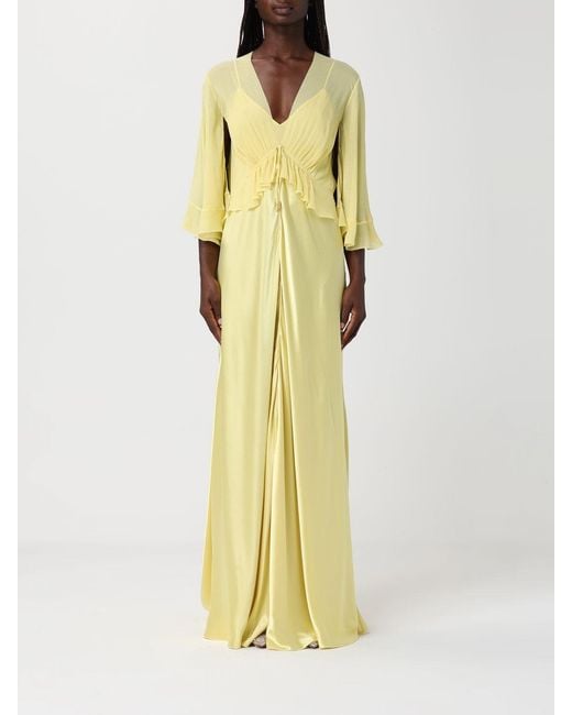 Alberta Ferretti Yellow Long Satin Dress