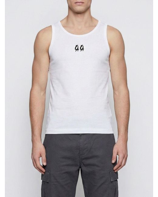 44 Label Group White Stretch Cotton Tank Top for men
