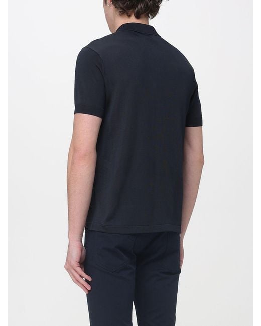 Emporio Armani Blue Knitted Polo Shirt for men