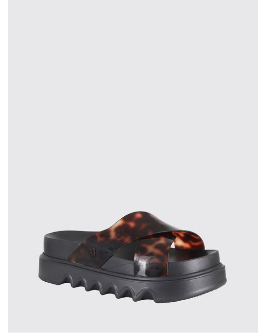 Melissa White Cozy Cross Platform Ad Tortoiseshell Print Pvc Sandals