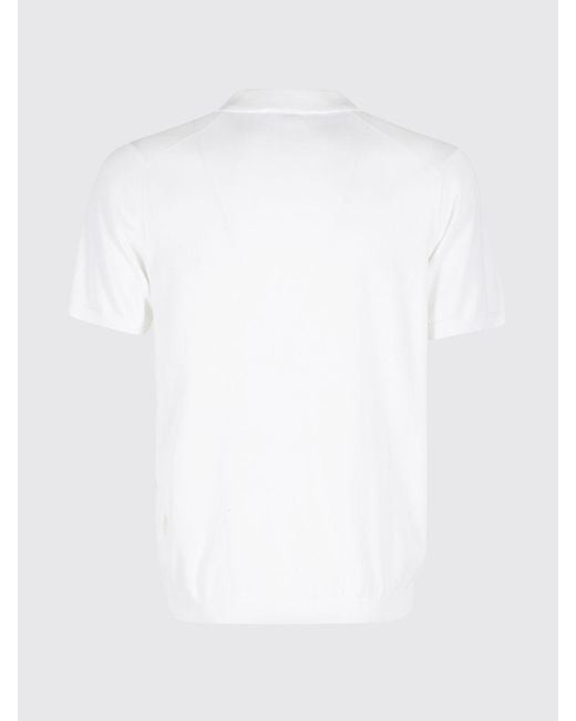 People Of Shibuya White Wool Knit Polo Shirt for men