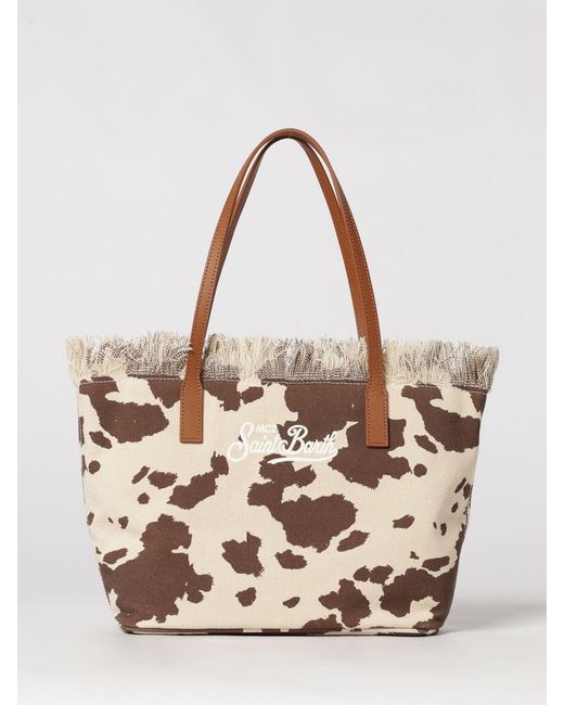 Mc2 Saint Barth Natural Cotton Bag With Embroidered Logo