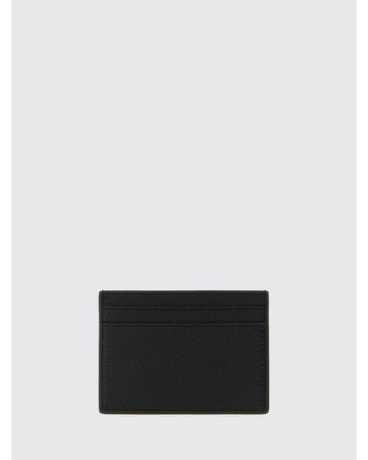 Saint Laurent White Tiny Cassandre Leather Credit Card Holder for men