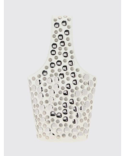 Khaite White Livia Studded Lambskin Handbag With A Flared Shape