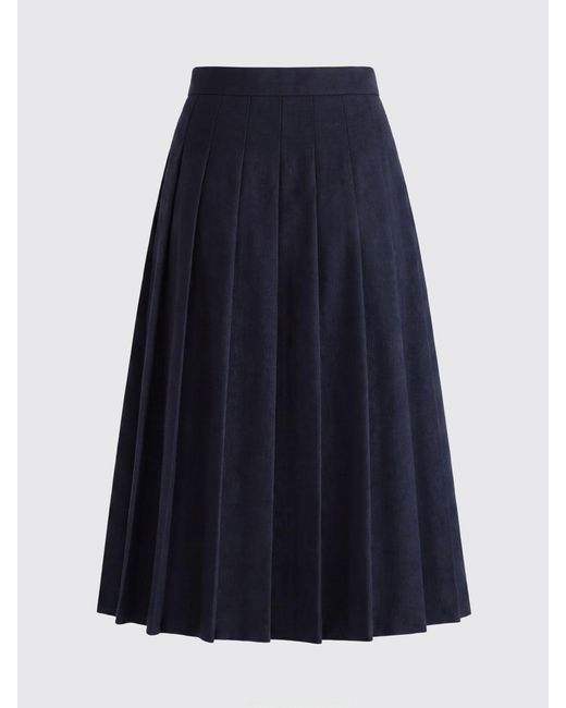 Auralee Blue Pleated Midi Skirt