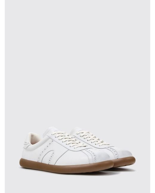Camper White Twins Calfskin Leather Trainers With Brogue Detailing And Tonal Logo for men