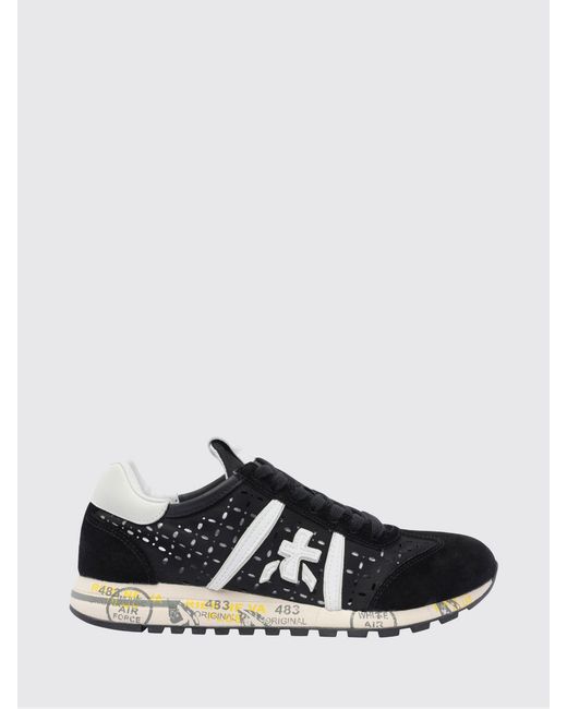 Premiata White Lucy Suede And Perforated Fabric Sneakers
