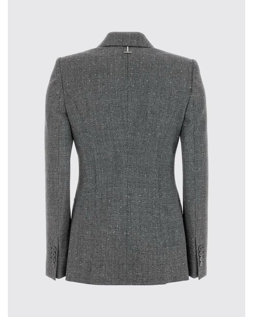 McQueen Gray Double-Breasted Wool Blazer