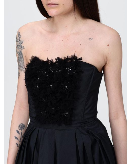 Elisabetta Franchi Black Taffeta Midi Dress