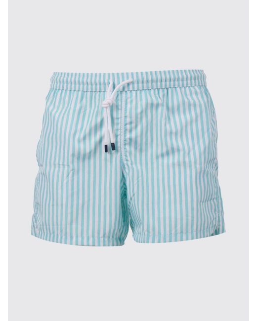 Fedeli Blue Bicolor Striped Polyester Swim Trunks for men