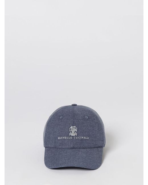 Brunello Cucinelli Blue Cotton And Virgin Wool Hat for men