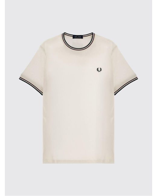 Fred Perry Blue Cotton T-Shirt With Logo for men