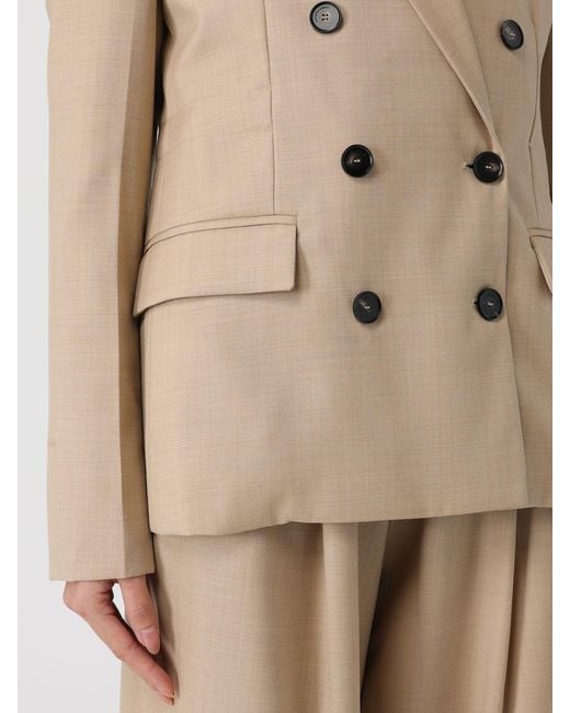 Liviana Conti Natural Farrell Double Breasted Virgin Wool Blazer