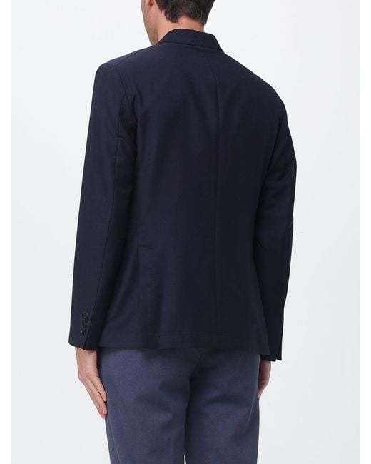 Manuel Ritz Blue Double-Breasted Wool Blazer for men