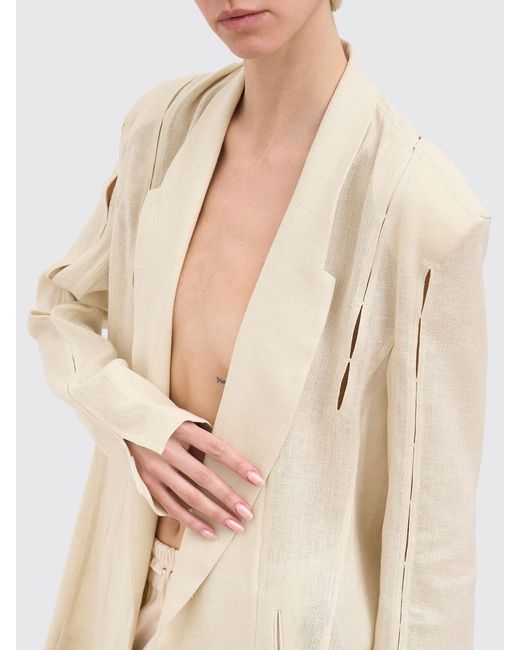 Yehuafan Natural Yehuanfan Cut-Out Cropped Cashmere Blazer With Shawl Collar