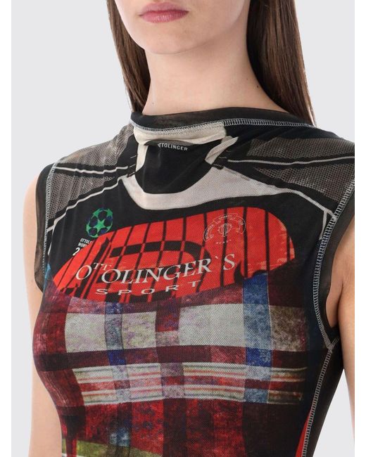 OTTOLINGER Red Long Jersey Dress With Graphic Print
