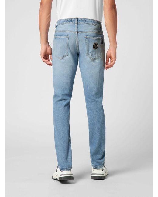 Philipp Plein Blue Distressed Slim Fit Jeans for men