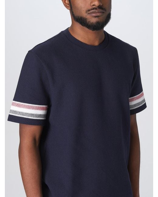 Thom Browne Blue T-shirt With Striped Bands for men