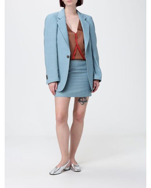 MM6 by Maison Margiela Blue Wool Mini Skirt