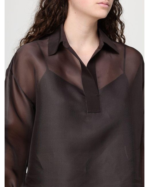 Agnona Brown Silk Organza Shirt