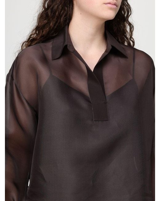Agnona Brown Silk Organza Shirt