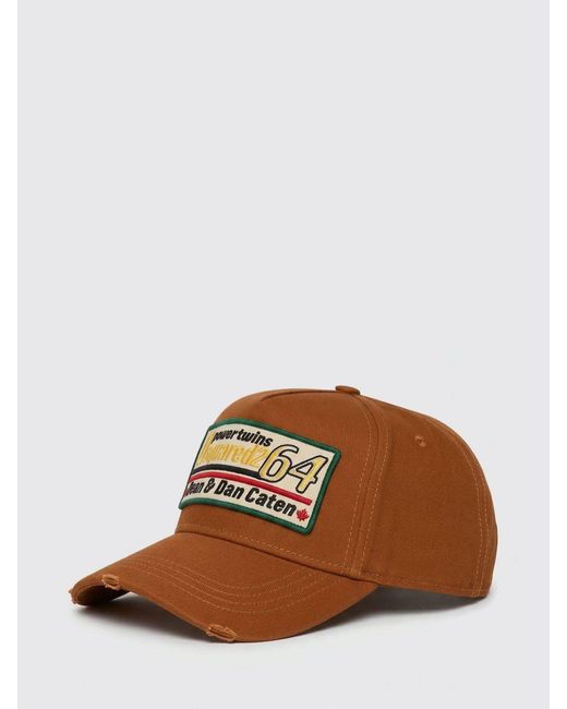 DSquared² Brown Cotton Twill Hat With Logo Patch for men