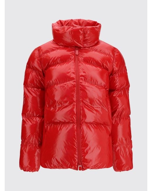 Pinko Red Quilted Water-Repellent Nylon Short Puffer Jacket With High Neck
