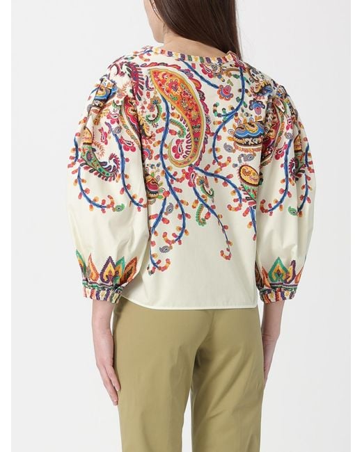 Etro Natural Cotton Blouse With Paisley Print