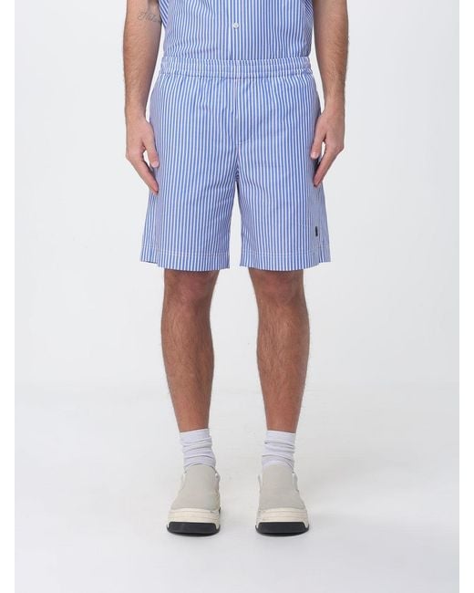 MSGM Blue Striped Cotton Jogging Shorts for men