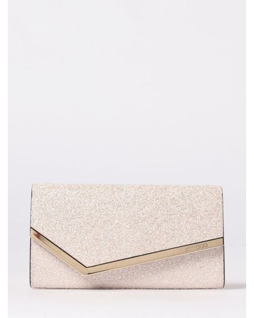 Jimmy Choo Natural Emmie Glitter Clutch