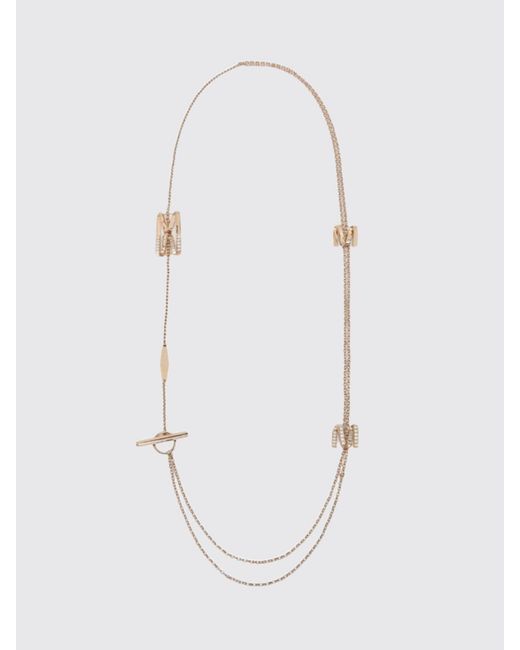 Max Mara White Tenzone Metal And Resin Crewneck Necklace With Embroidered Details
