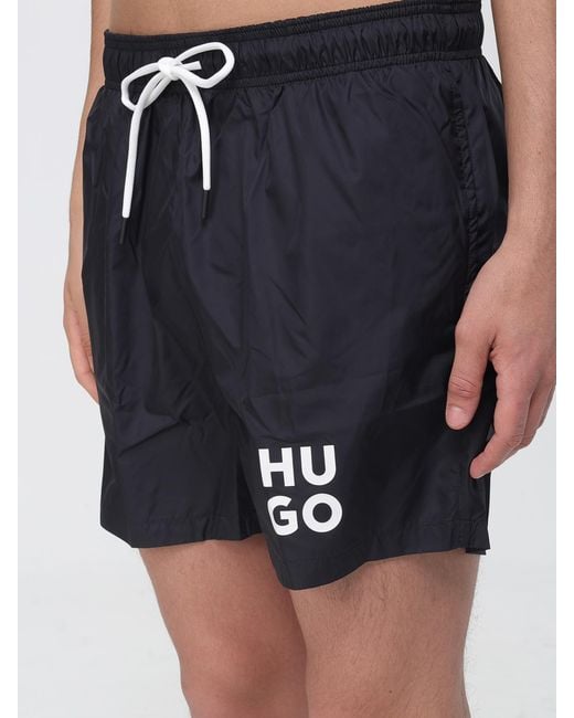 HUGO Blue Polyester Boxer Swim Trunks for men