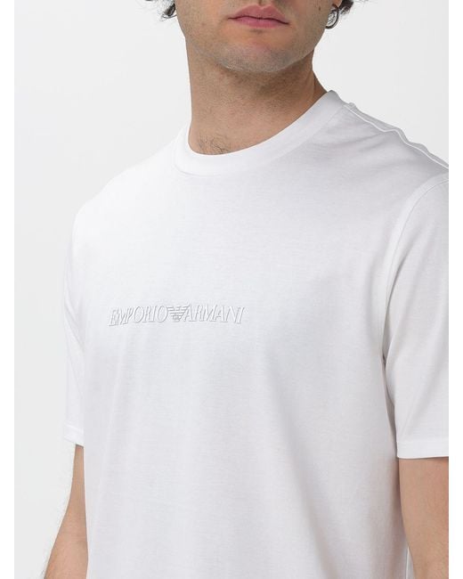 Emporio Armani White Basic Cotton T-Shirt With Eagle for men